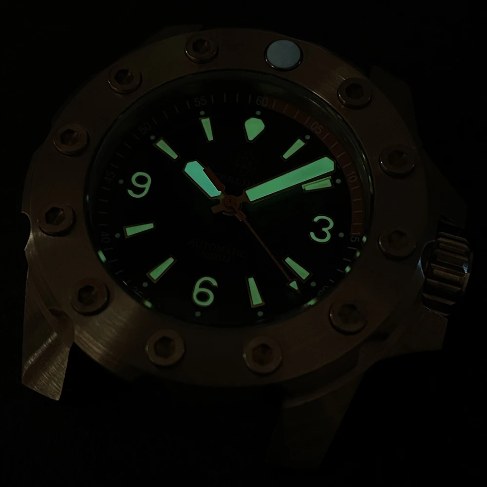 STEELDIVE Cusn8 Bronze Watch 1000M Waterproof SD1948S Bronze Bezel NH35 Automatic Movement Mechanical Wristwatch Orange Hands