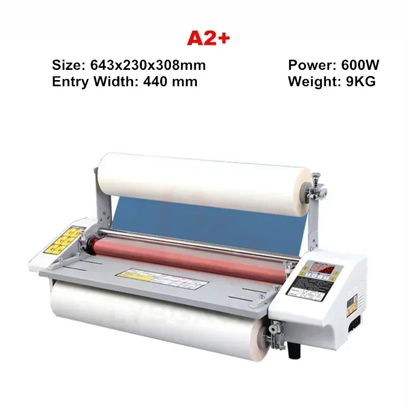 Desktop A3 A2 Paper Laminating Machine English Version Four Roller Cold Hot Laminator Rolling Machine  for Film Photo A3 A4