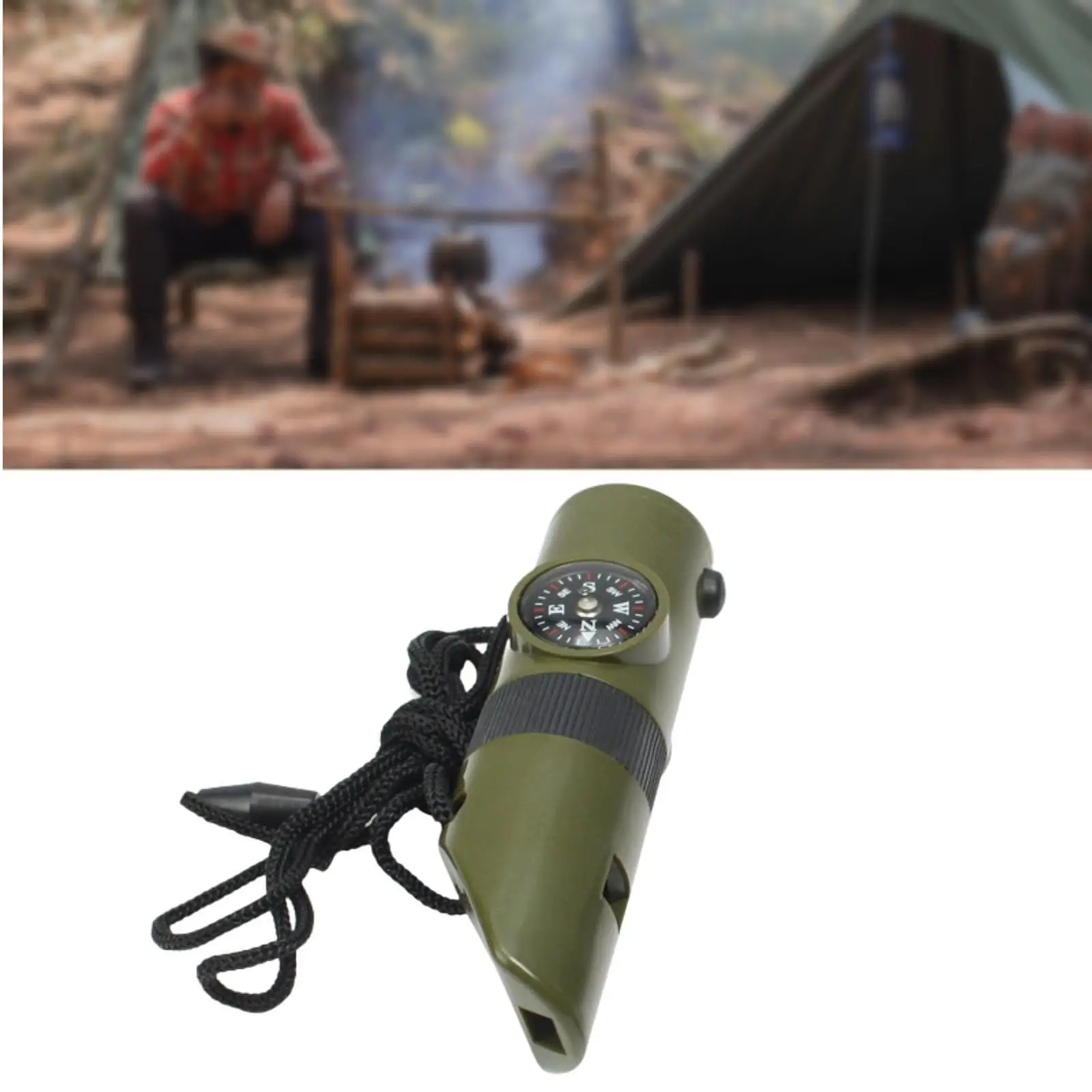 7 in 1 Camping Survival Whistle Portable Tool Magnifier Reflector Mirror for Outdoor Mountaineering Hunting Traveling Boating