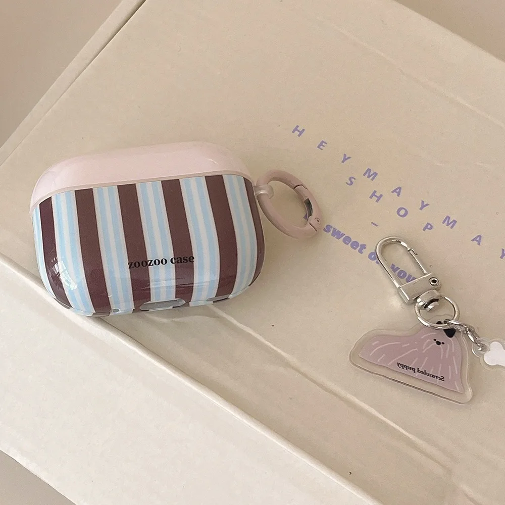 Korea Stripe Earphone Case For Airpods 1 2 3 4 Cover For Airpods Pro 2 2nd Headphone Accessories INS Cute Soft Protection Funda