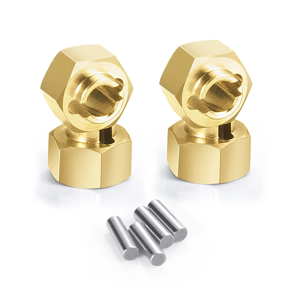 MIBIDAO 4Pcs Brass Wheel Hex Adapter 4.0/4.5mm for Axial SCX24 Deadbolt Chevrolet Wrangler Gladiator Bronco 1/24 RC Crawler Car