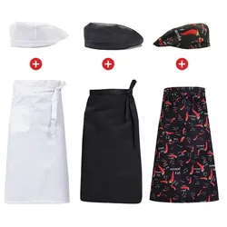 Cooking chef Apron set Catering Cap Hotel Chef Pinafore Man Restaurant Kitchen Cook Work Apron Bakery Cafe Woman Waiter Hat