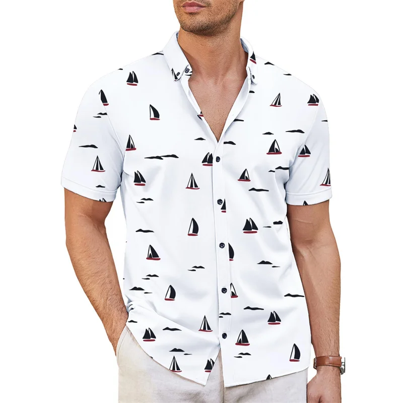 Men\'s Hawaiian shirt pattern shirt 3D printed short sleeved summer beach shirt casual vacation comfortable and breathable