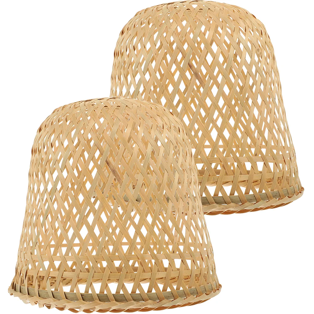 2 Pcs Bamboo Lampshade Light Bulb Lampshades Decor Replacement Weaving Household Restaurant