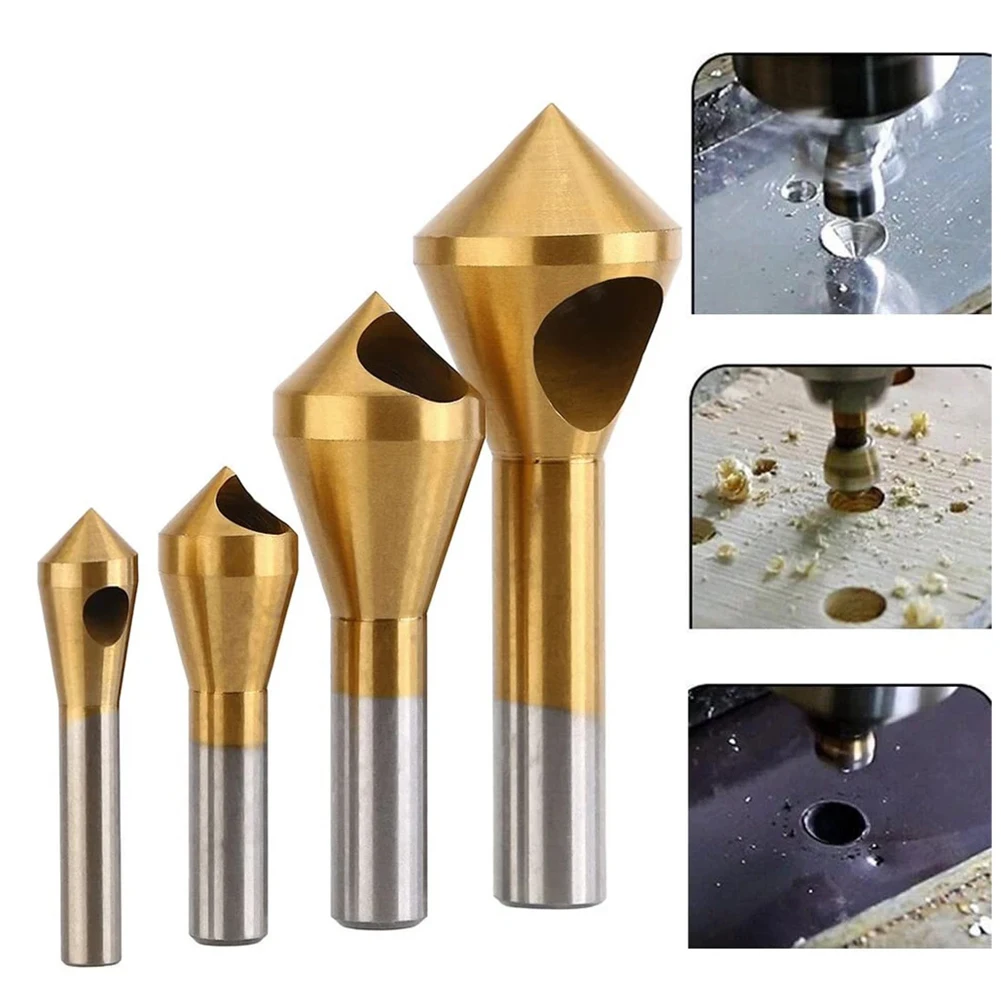 Titanium-Plated Coated Countersink Drill Bit Deburring Drills Taper Holes Cutter Countersunk Head Chamfering Tools 2-20