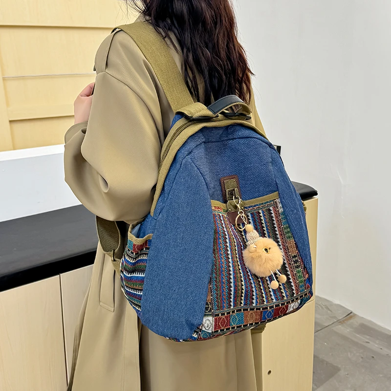 Fashion Embroidery Backpacks Female High Quality Nylon Rucksacks Women Large Capacity School Bag for Students Big Travel Bag