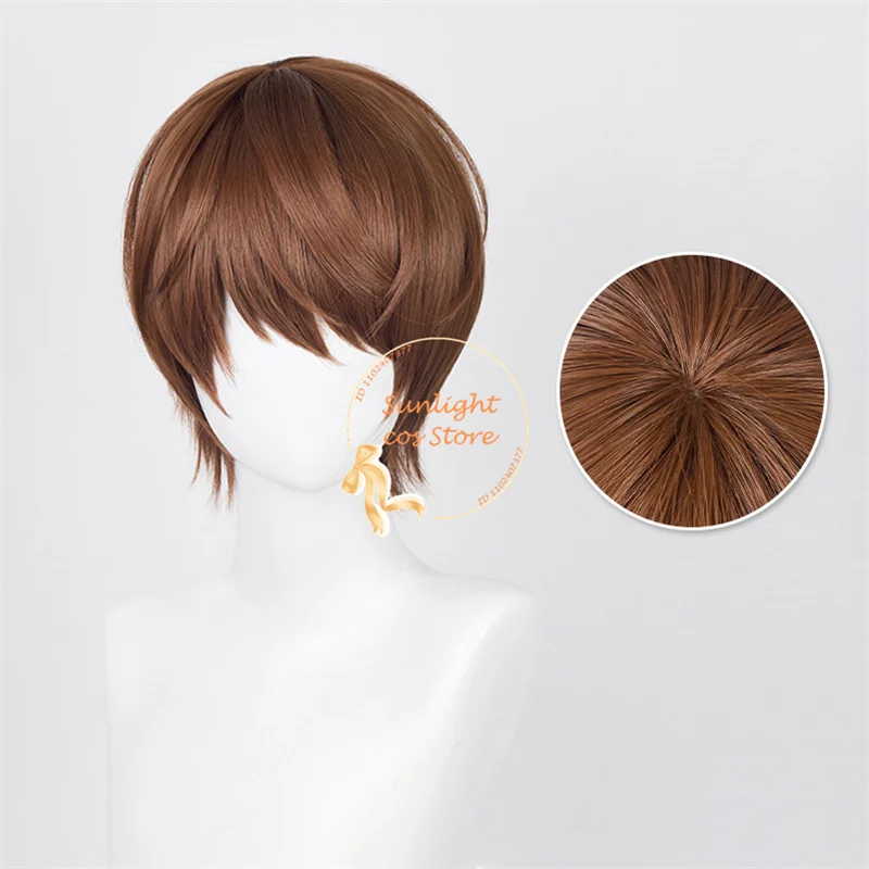 Anime Yagami Light Cosplay Wig 30cm Short Dark Brown Wigs Heat Resistant Synthetic Hair Halloween Party Misa Amane Wig + Wig Cap