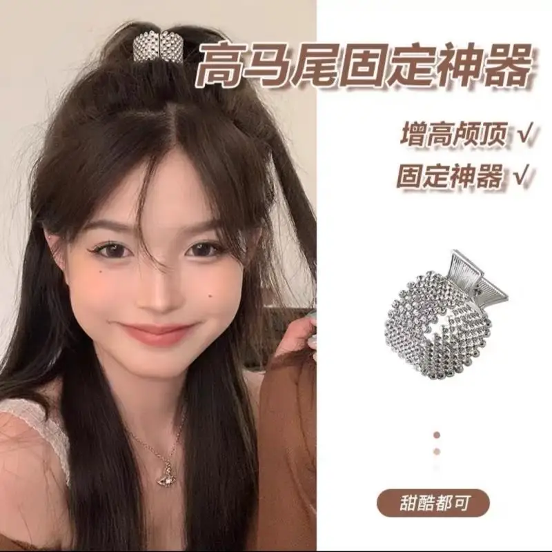 

Rhinestone Small Hair Claw Clips For High Ponytail Shark Hair Clips For Women Non-Slip Metal Shark Ponytail Buckle Clip Headwear