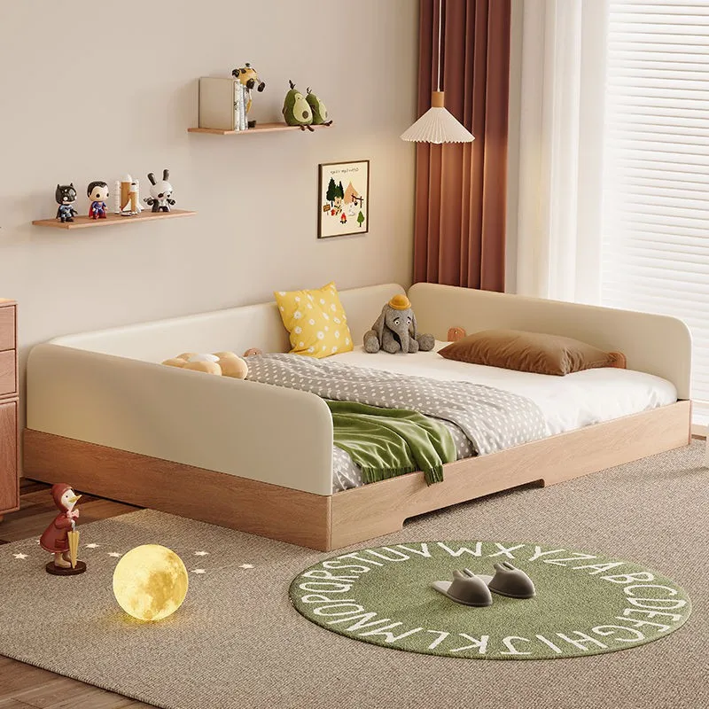 

Customizable Boys and Girls Spliced Bed Floor Bed with Guardrail