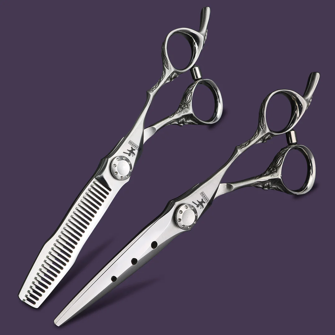 

XUANFENG 6 inch matte lotus hair scissors 440C steel barber cutting scissors and thinning scissors new