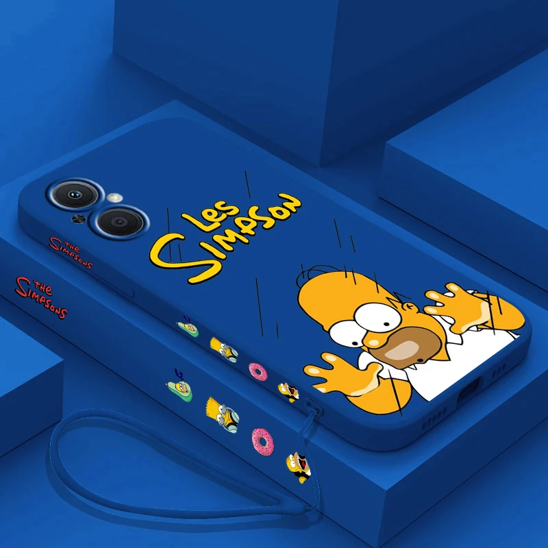 Cartoon The Simpsons For OPPO Find X5 X3 X2 Lite Pro Neo A5 A53 A94 4G 5G Liquid Left Rope Soft Phone Case Cover