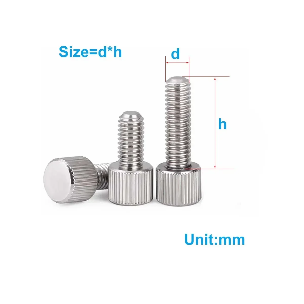 304 Stainless Steel Round Hand Screw/Single Head Knurled Large Head Cap Twisted Flat Head Screw