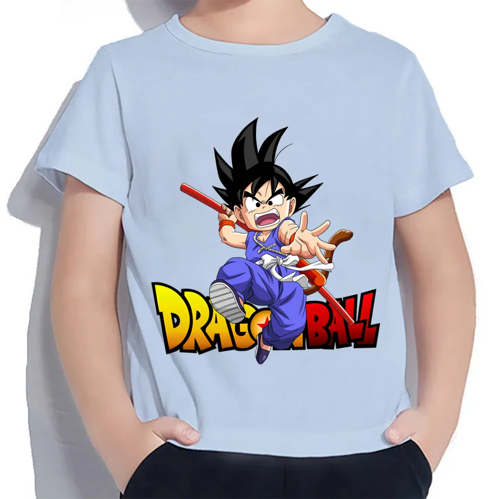 Kaus anak-anak 2024 baju anak-anak Dragon Ball Goku Vegeta baju anak laki-laki Fashion kaus untuk anak laki-laki atasan tren Anime High Street