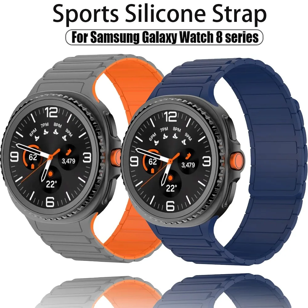 Sport-Silikonarmband für Samsung Galaxy Watch 8 40 mm 44 mm, magnetisches, bequemes Band für Galaxy Watch 8 Classic 46 mm Zubehör