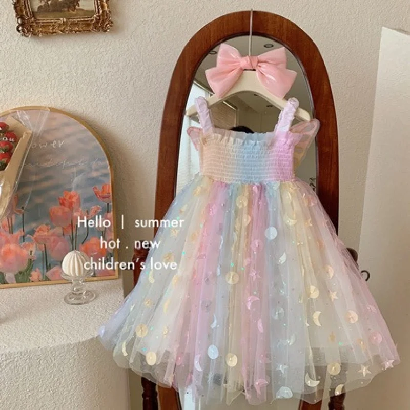 فستان الأميرة الصيفي الجديد للأطفال من Dream Elf Butterfly Rainbow Baby Tank Tops #2