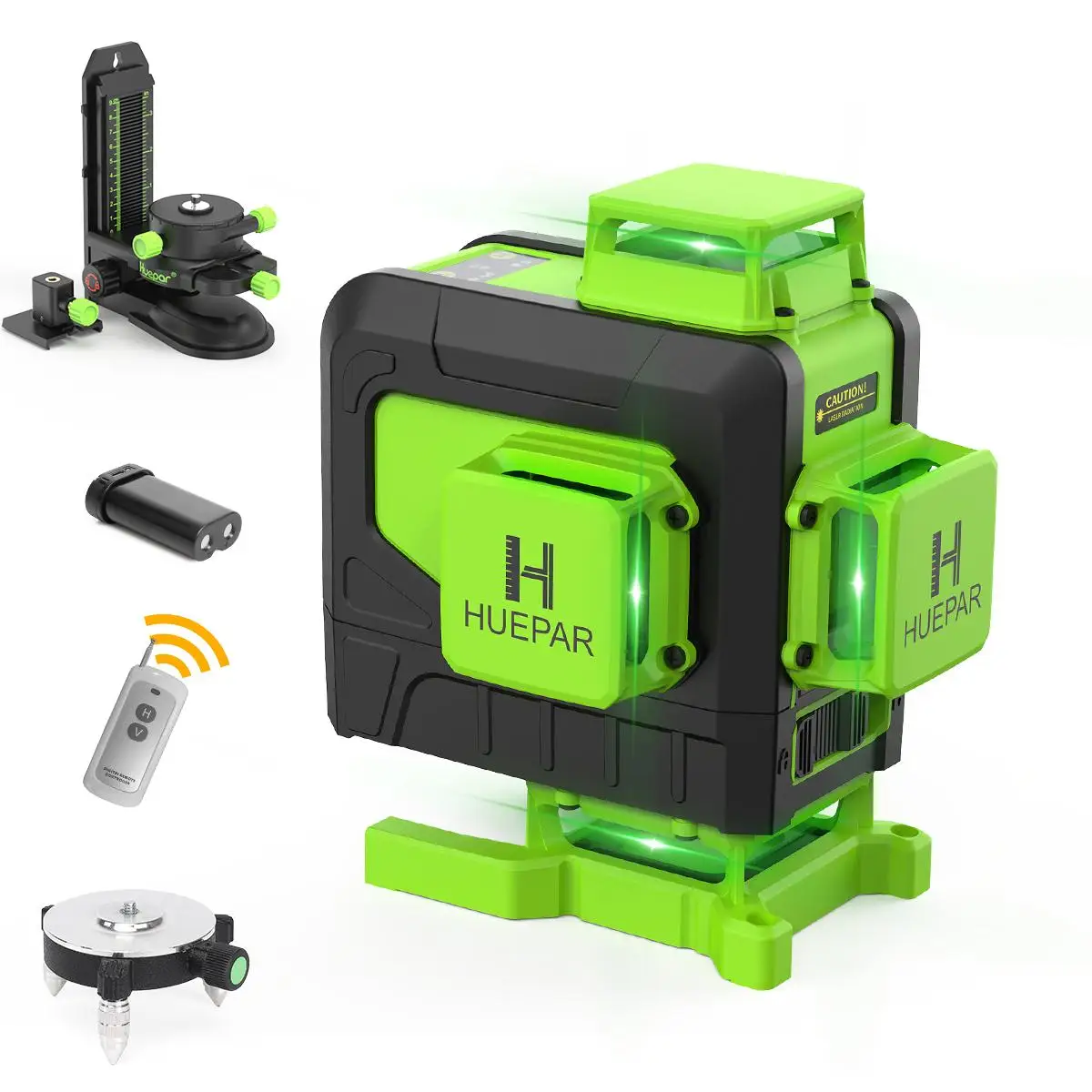 

Huepar 4D 16 Lines Cross Line Laser Level Green Beam 4x 360 °Laser Lines Remote Control With Li-ion battery For Tiles Floor