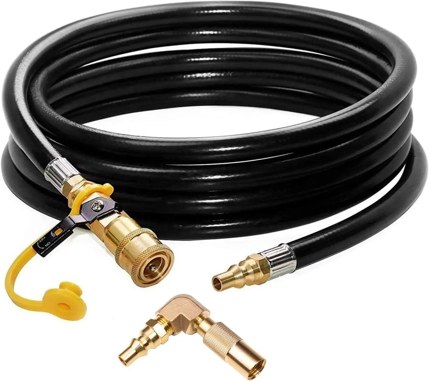 

12ft RV Propane Quick Connect Hose with Elbow Conversion Fitting for Blackstone 17inch and 22inch Table Top Griddle - 1/4 inc