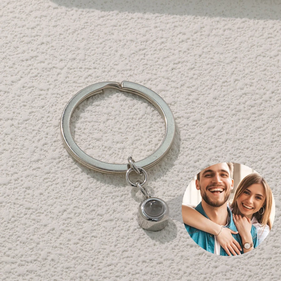 Custom Buble shaped Photo Projection Keychain for Girlfriend Stainless Steel Custom Projection Keychain Father\'s Day Gift 2024