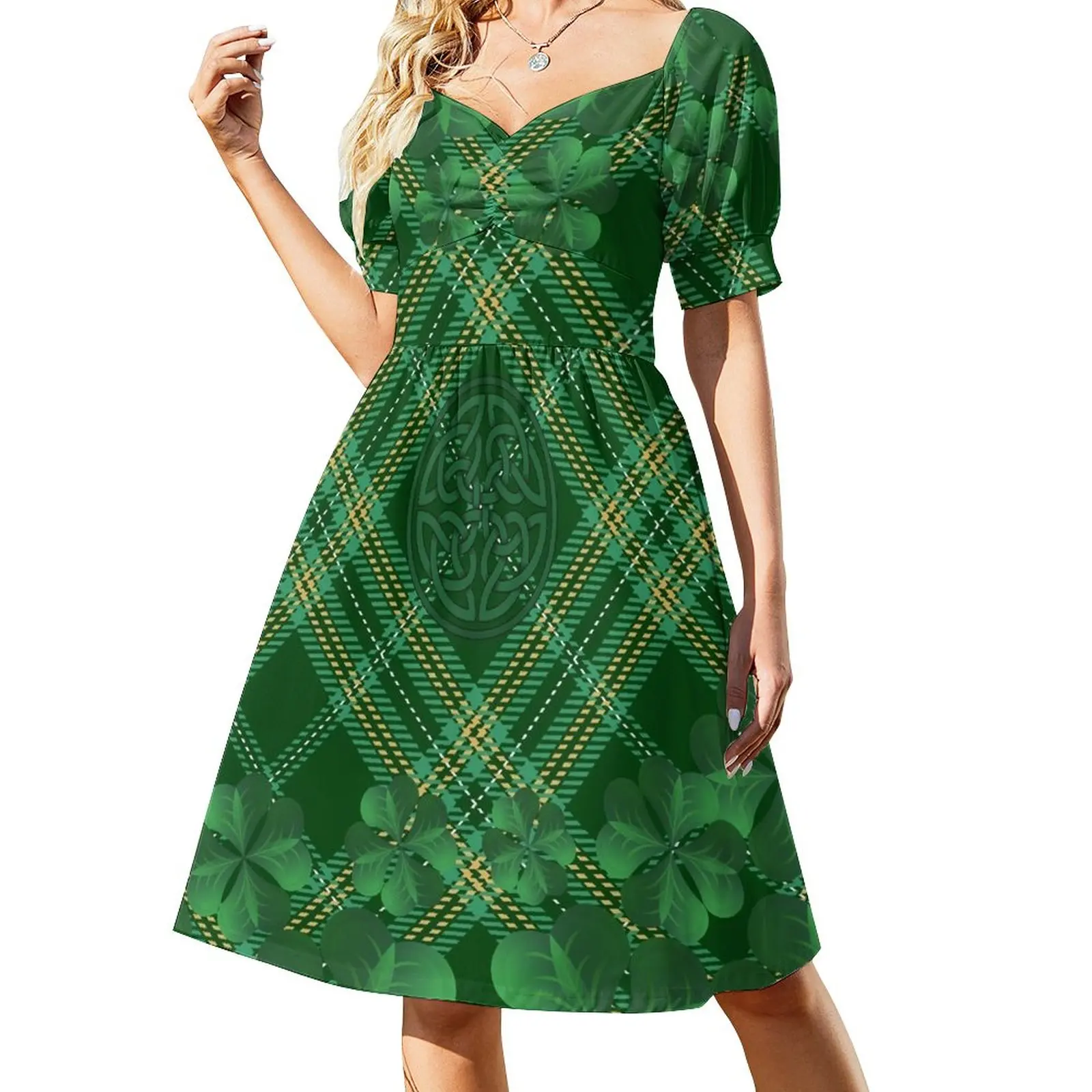 Irish Tartan Dress Women's summer long dress purple dress