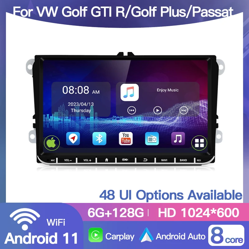 Android 11 2 Din 9 Inch Auto Car Radio Carplay For VW Volkswagen Seat Skoda Golf GTI R Plus Passat GPS BT WIFI Multimedia Player