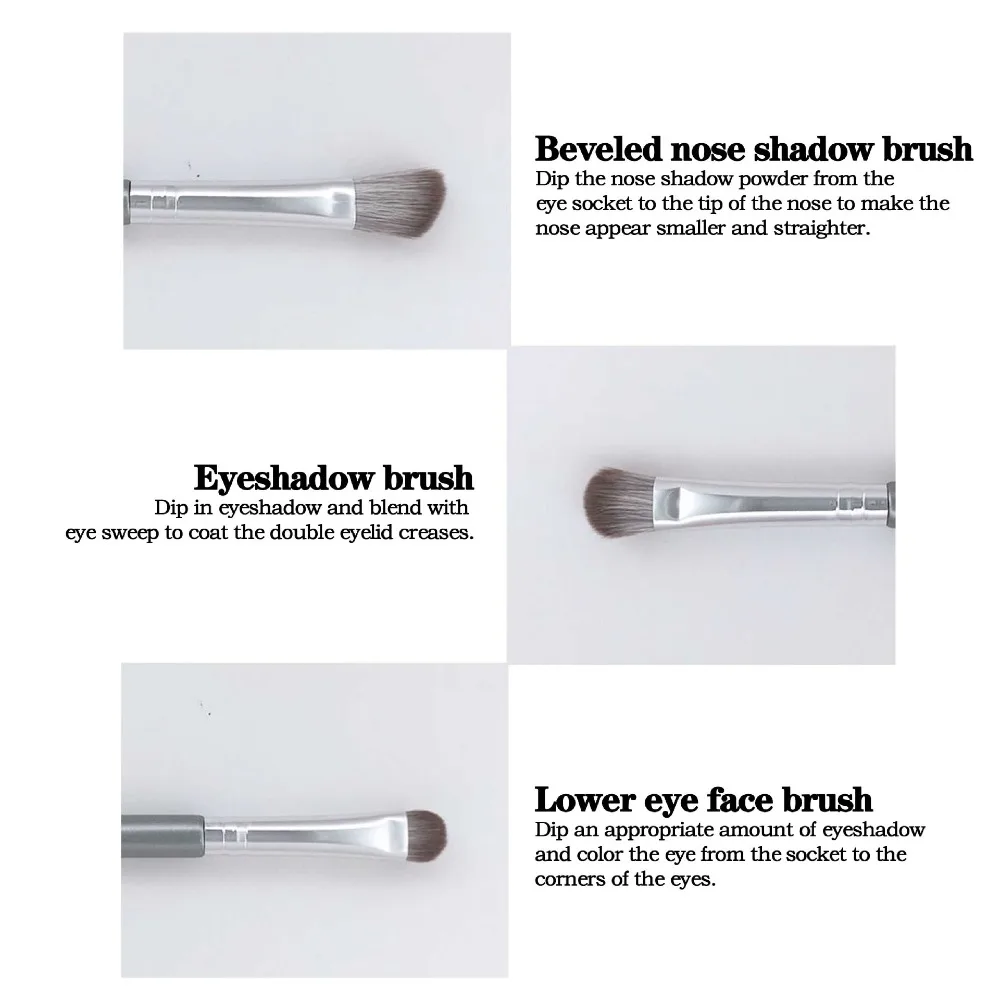 14 pçs/set conjunto de escova de maquiagem iluminador desenhar sobrancelhas cinza sombra escova contorno fofo blush escova ferramenta de beleza feminina