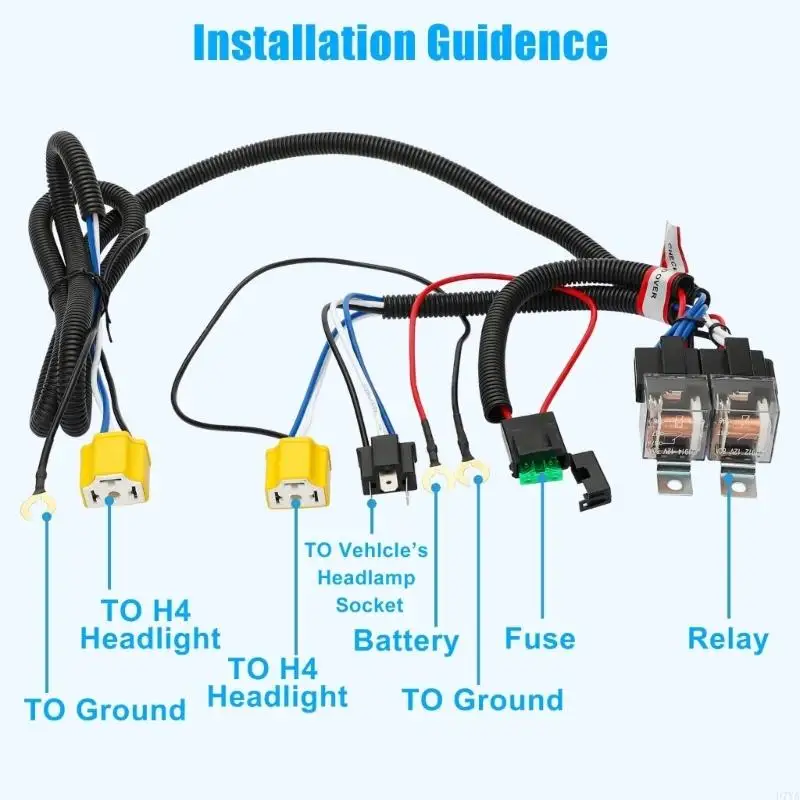 

H4 Halogen Headlight Wiring Harness with Relays High Performances for Brighter & Safer Night Driving In & Motorcycles D7YA
