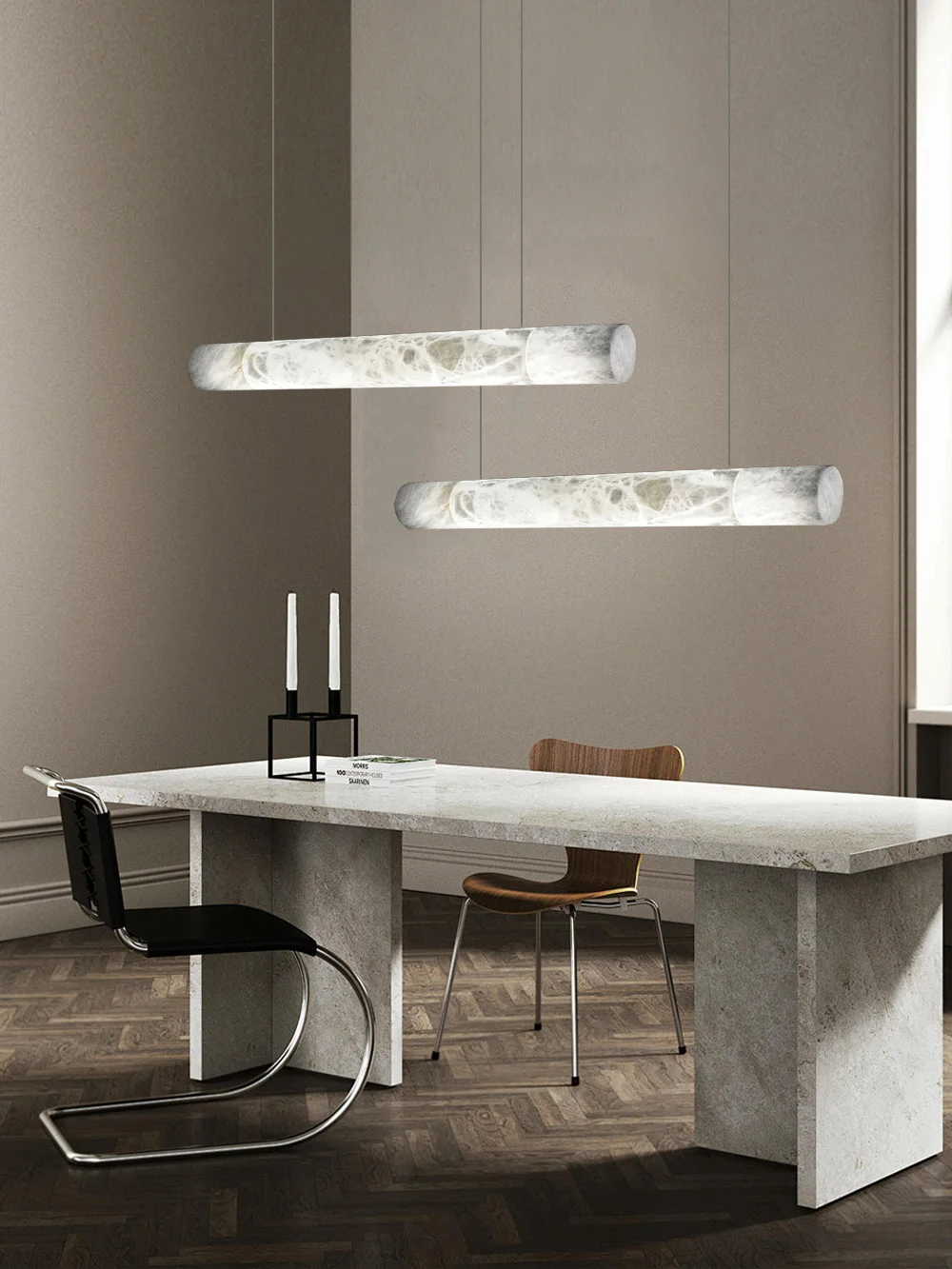 Nordic Dimmable LED Teto Luzes Pingente, Trendy Marble Art, Cromo Dourado, Lâmpada pingente para sala de jantar, 2024