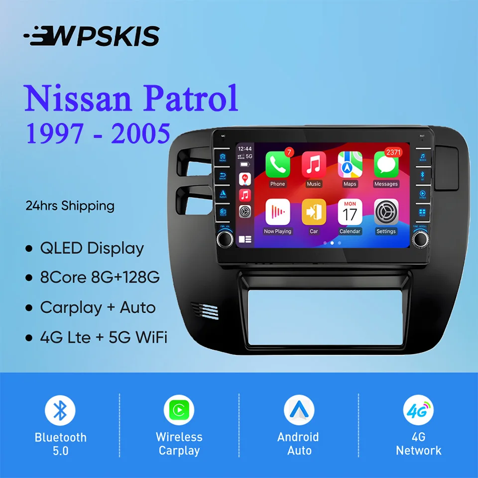 8G Ram 128GB Android 14 Radio de coche vídeo Audio A/V reproductor de música DVD GPS Navi para Nissan Patrol 1997 - 2005 Carplay Auto DSP RDS