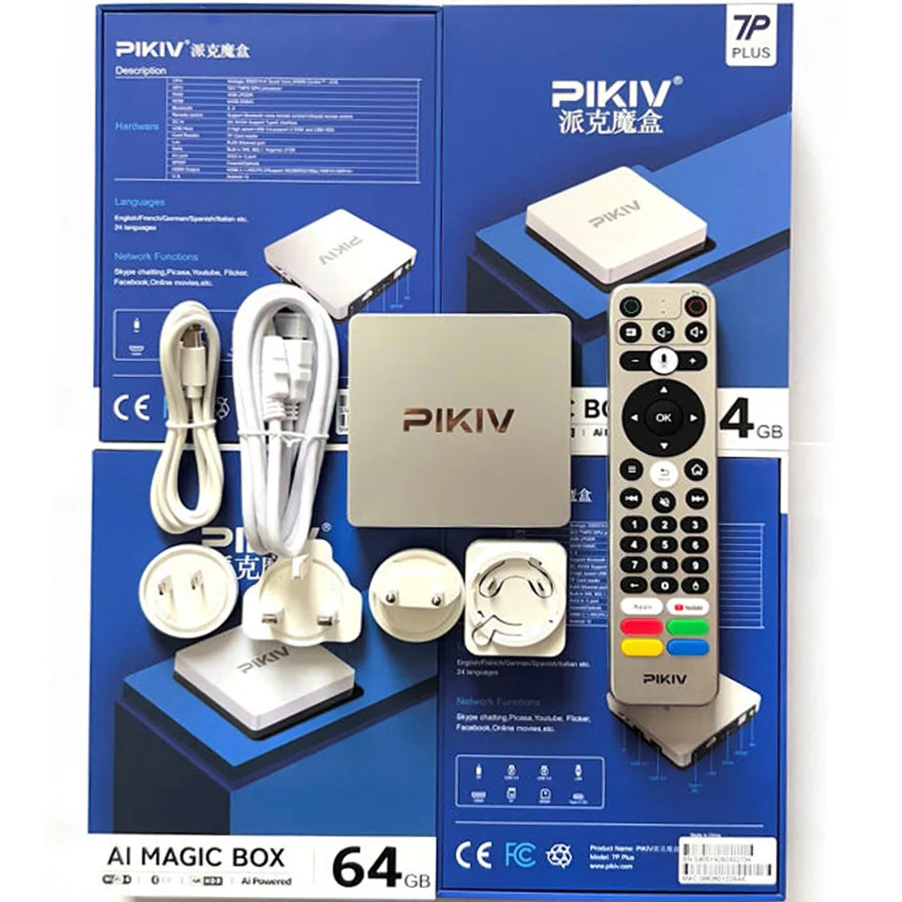 

[Genuine]Newest PIKIV 7P Plus High quality TV box Android12 64GB wifi6 4K UHD Ultra stable and smooth media palyer PK iMETBOX M6