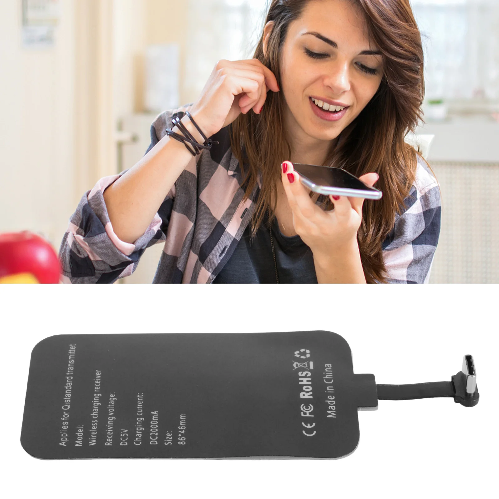 Phone Wireless Charging Patch Wireless Charging Receiver 10W Type C Quick Charging 5V 2A Input Wireless  for Home Travel