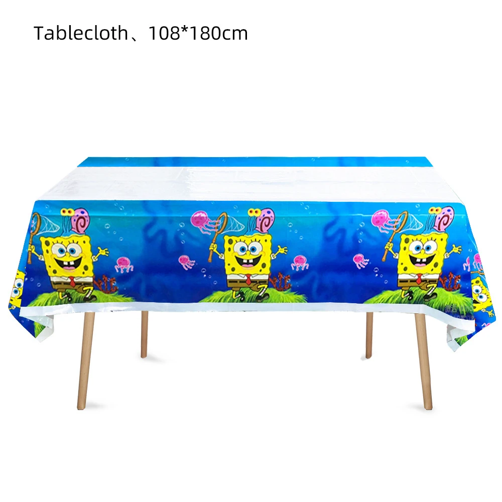 Cartoon Sponge-Bob Kids Faovrs Birthday Party Supplies Tableware Set Party Decoration Cup Plate Balloon Baby Shower Backdrop