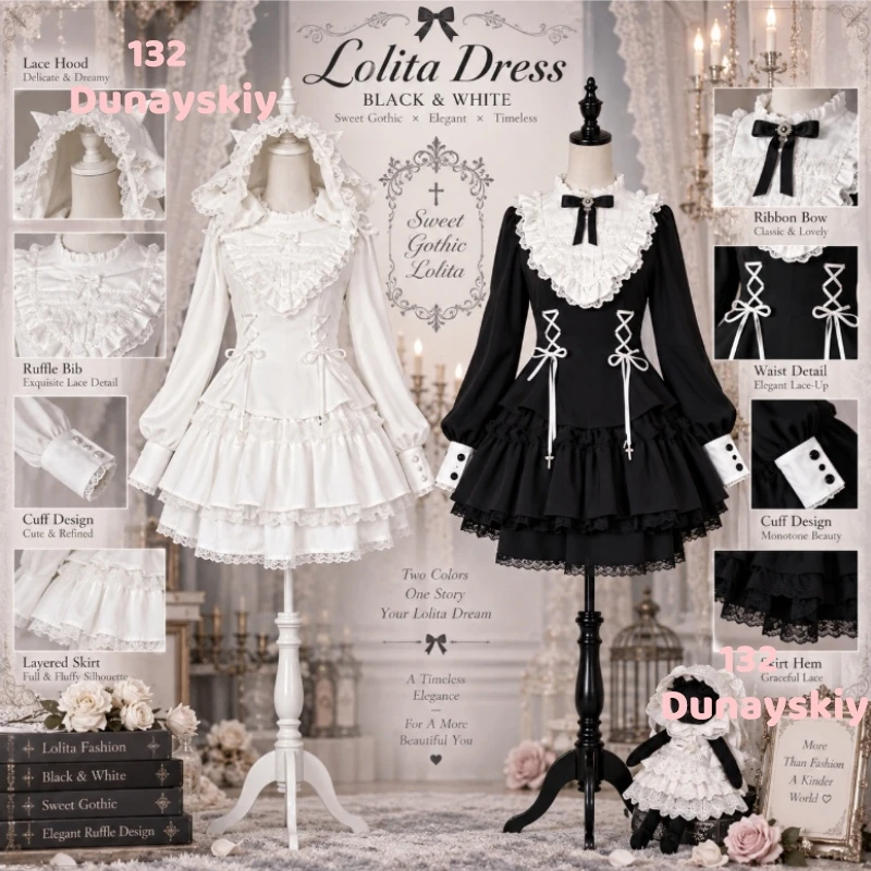 Jirai Jirai Kei Gothic Lolita Set Female Punk Y2K Black Short Dress Sweet Lace Ruffle Collar Long Sleeve Top Cosplay Wear - Aliexpress Deal