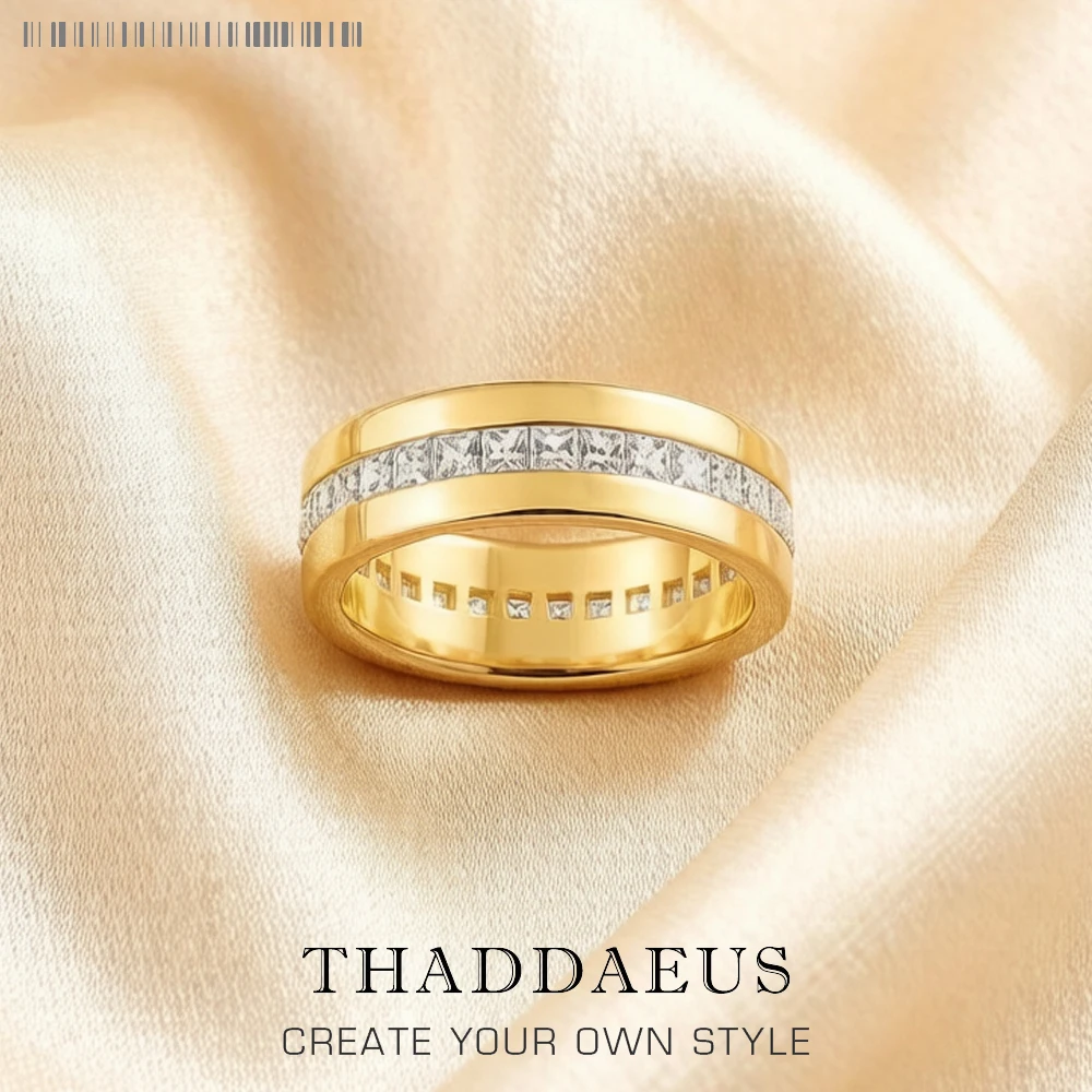 Eleganter, schillernder Zirkon-Bandring im europäischen Stil, edler Schmuck für Frauen, Sommer, brandneues Geschenk aus reinem 925er-Sterlingsilber
