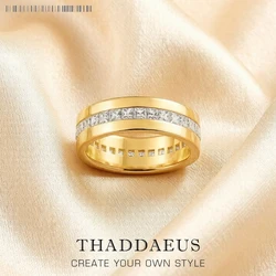 Elegant Dazzling Zircon Band Ring Europe Style Fine Jewelry For Women Summer Brand New Pure 925 Sterling Silver Gift