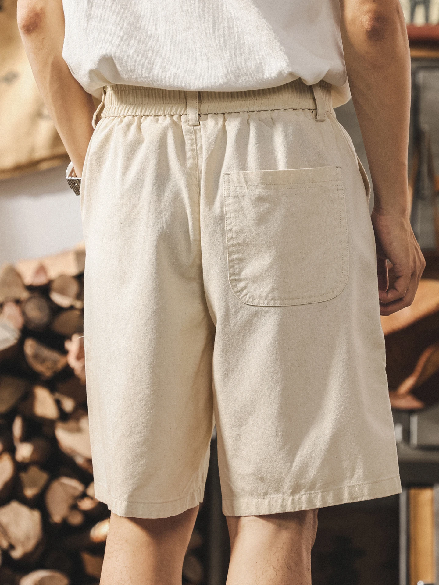 ملابس صيفية للرجال من الكتان orts ملابس خارجية فضفاضة قابلة للتنفس ساق مستقيمة غير رسمية متوسطة الخصر بطول علامة تجارية قابلة للتنفس #5