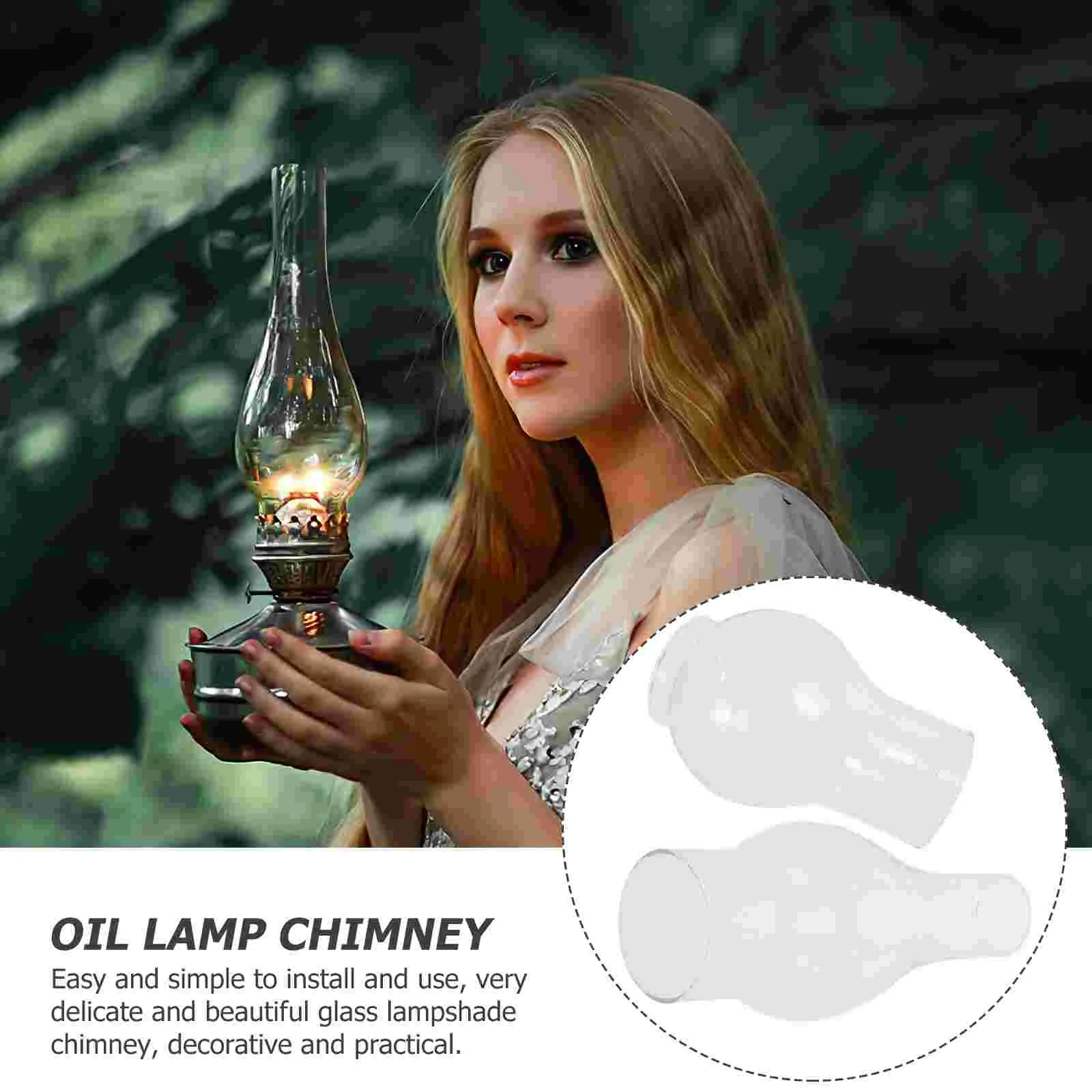 2Pcs Vintage Oil Lamp Shade Glass Chimney Accessories for Kerosene Lantern Brown Transparent Lighting Attachment Retro Style