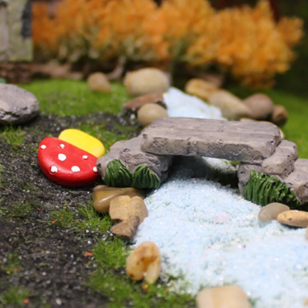 

Mushroom Pedal Ornament Miniature Landscape Accessory Mini Stepping Stone Fairy Garden Bridge Decorative Resin Model Craft DIY