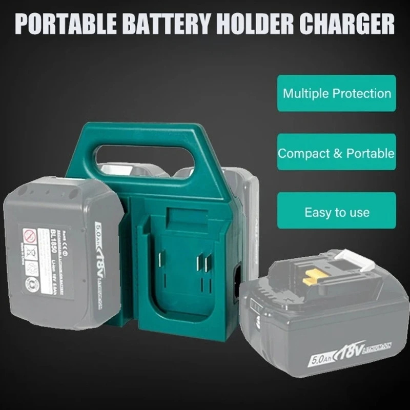 4 Slot Rapid Charging Station For 18V 21V BL1830,BL1415,BL1815,BL1850 Power Tool Battery Storage Rack With Safety And Handle
