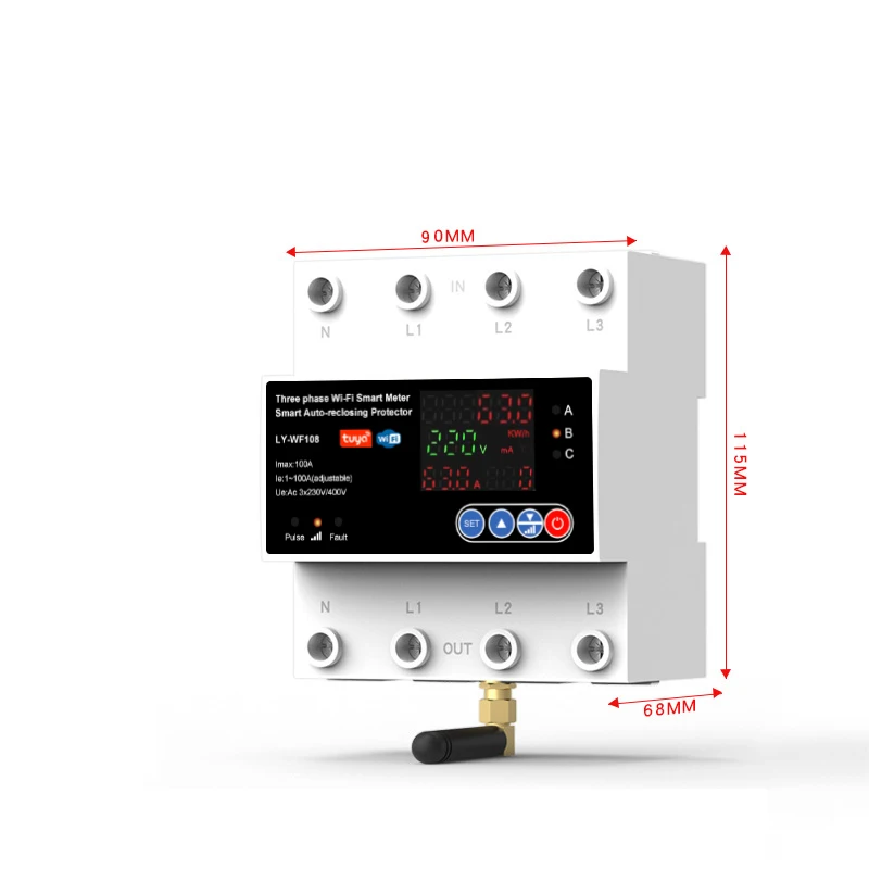 Imagem -03 - Medidor Inteligente Trifásico Tuya Wifi Disjuntor Temporizador com Reclosagem Automática Proteção de Tensão para Vida Inteligente 4p 100a