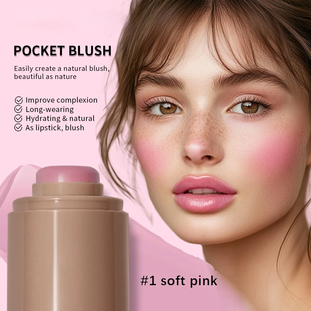 3-in-1 Blush Cheek Lip Tinted Moistured Blush Stick Waterproof Easy Color Rouge Silky Smooth Blusher Cream Contour  rhode Makeup