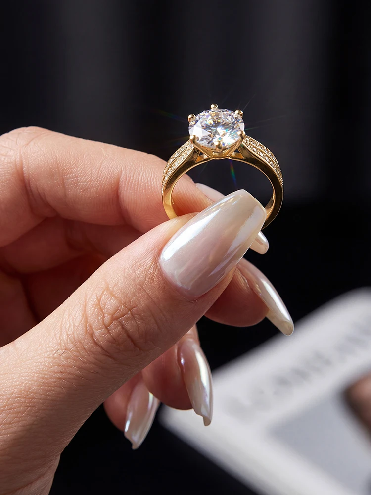  Fashion 1CT Moissanite Diamond White Stone Women's Engagement Ring 925 Sterling Silver High Quality Fine Jewelry - view 2