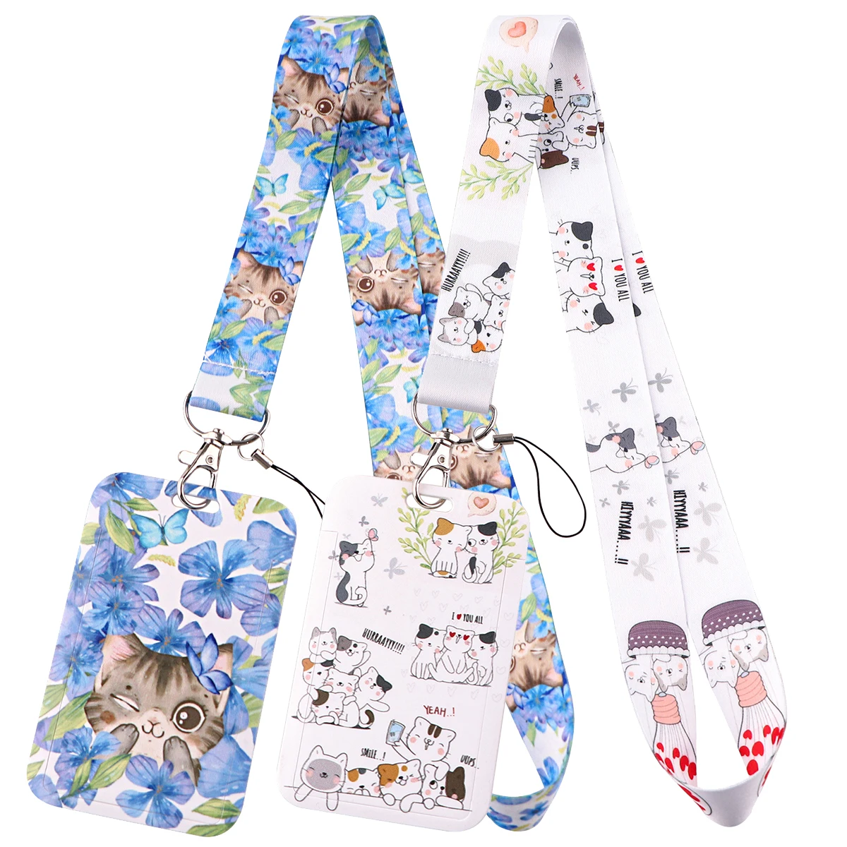 Cute Cat Lanyards For Keys Chain ID Credit Card Cover Pass Mobile Phone Charm Neck Straps Badge Holder Accessories  Gifts