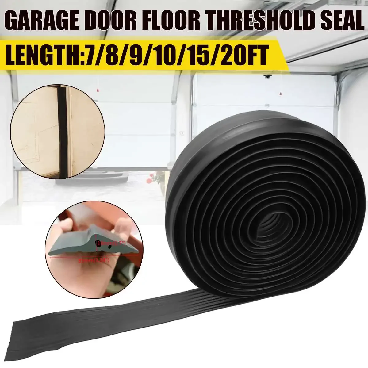 7/8/9/10/15/20ft Garage Door Bottom Seal Weather Stripping 85x18mm Rubber Seal Strip Door Bottom Seal Universal