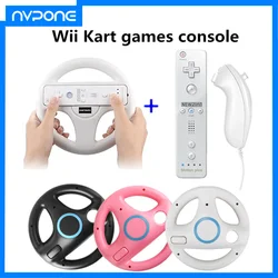 1 pair with 2-in-1 Gamepad games console with Game Racing Steering Wheel for Nintendo Wii Kart Remote Controller straight handle