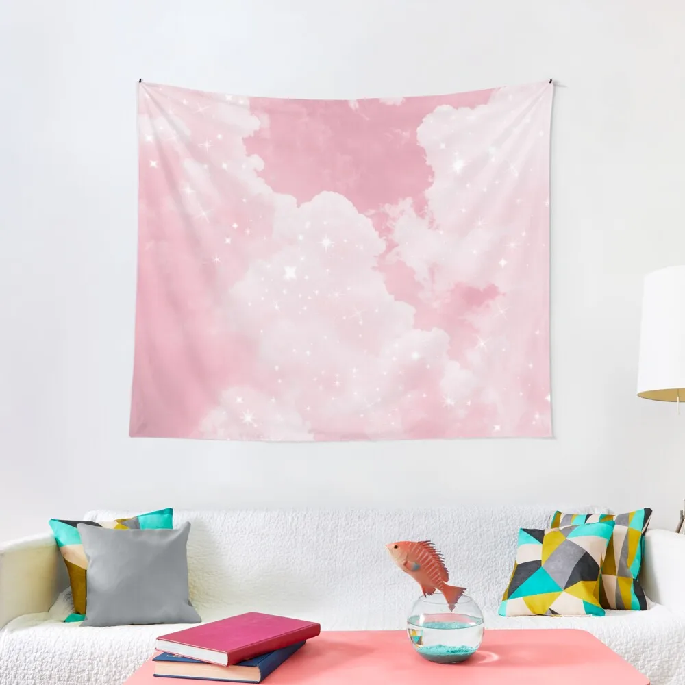 

Pink Clouds Sparkling Tapestry Wall Coverings Wallpaper Bedroom Tapestry