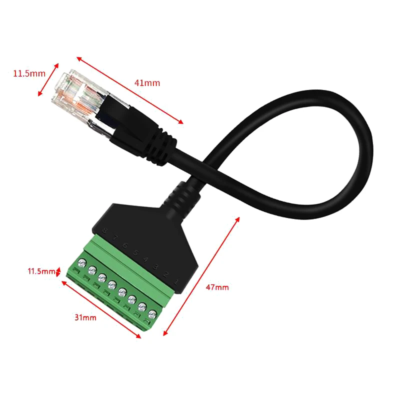 1PCS 20/30cm RJ45 Ethernet Male To 8 Pin AV Terminal Screw Adapter Converter Block Plug Cable For CCTV Camera