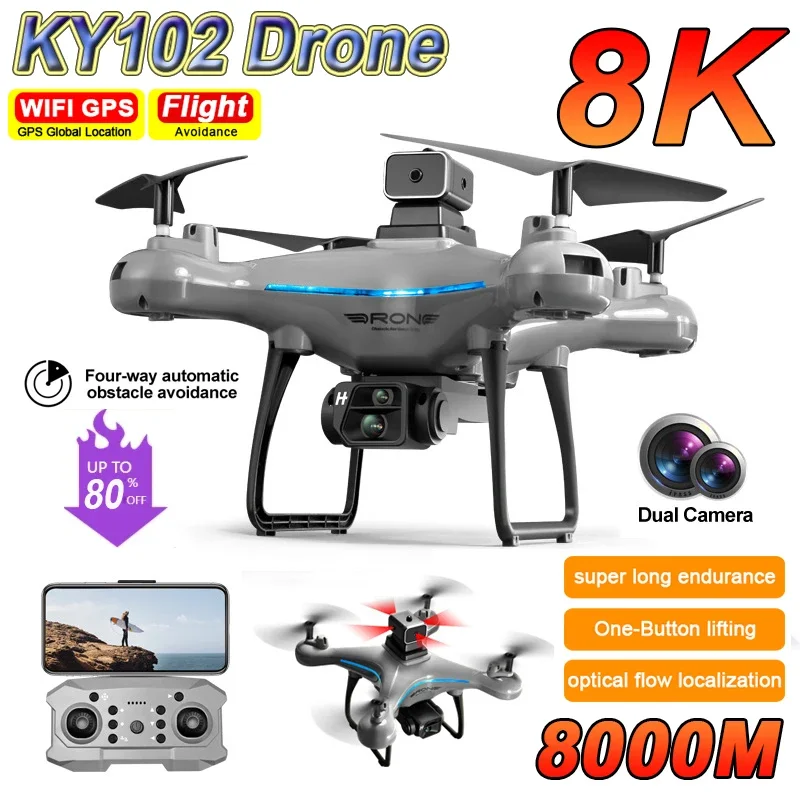 KY102 Mini Drone 8k evitamento degli ostacoli posizione del flusso ottico fotografia aerea RC Quadcopter pieghevole per giocattoli per bambini adulti