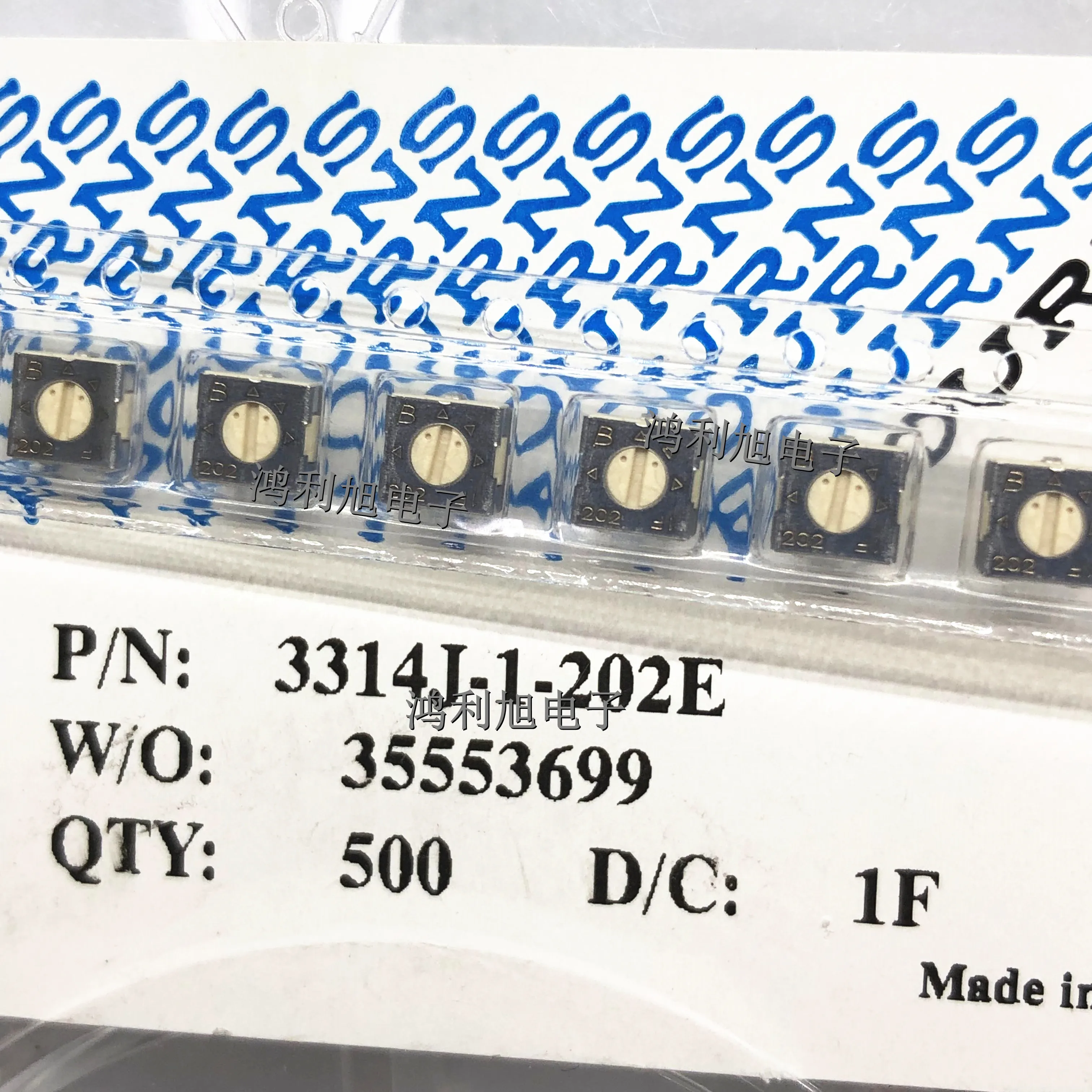 20pcs/Lot 3314J-1-202E Trimmer Resistors - SMD 2K 20% 250 mW (1/4 W) 4MM SQ SMT SINGLETURN Operating Temperature:- 55 C-+ 125 C