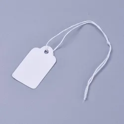 500Pcs/Bag White Rectangle Jewelry Price Tags Simple Portable Item Price Label with String for Goods Information Display 23x13mm