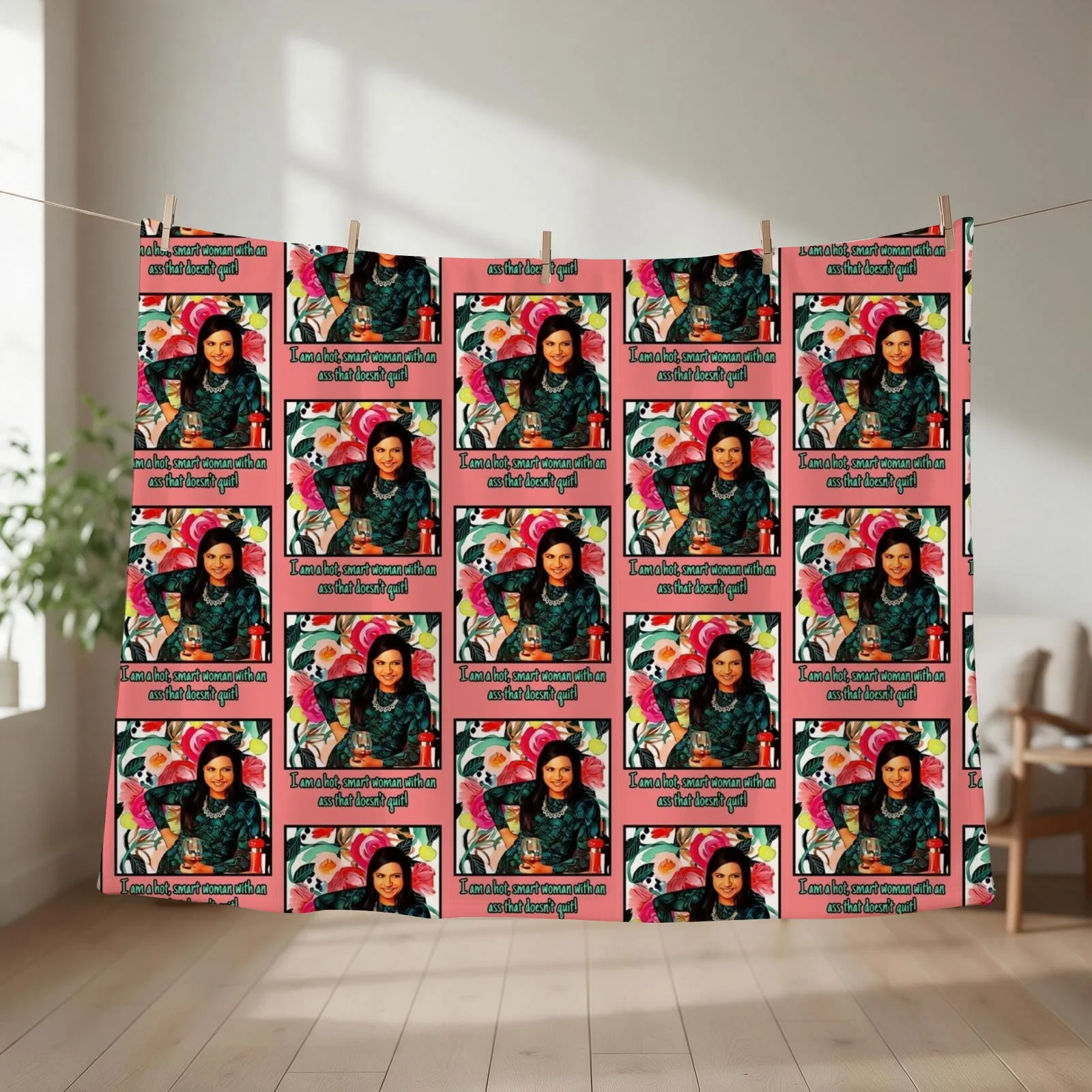 Mindy Project--Hot, Smart Woman Throw Blanket couch cozy soft plush fuzzy picnic outdoor blanket